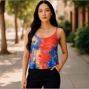Susana Monaco Tie-Dye Tank Top - Red, Blue, Yellow NWT